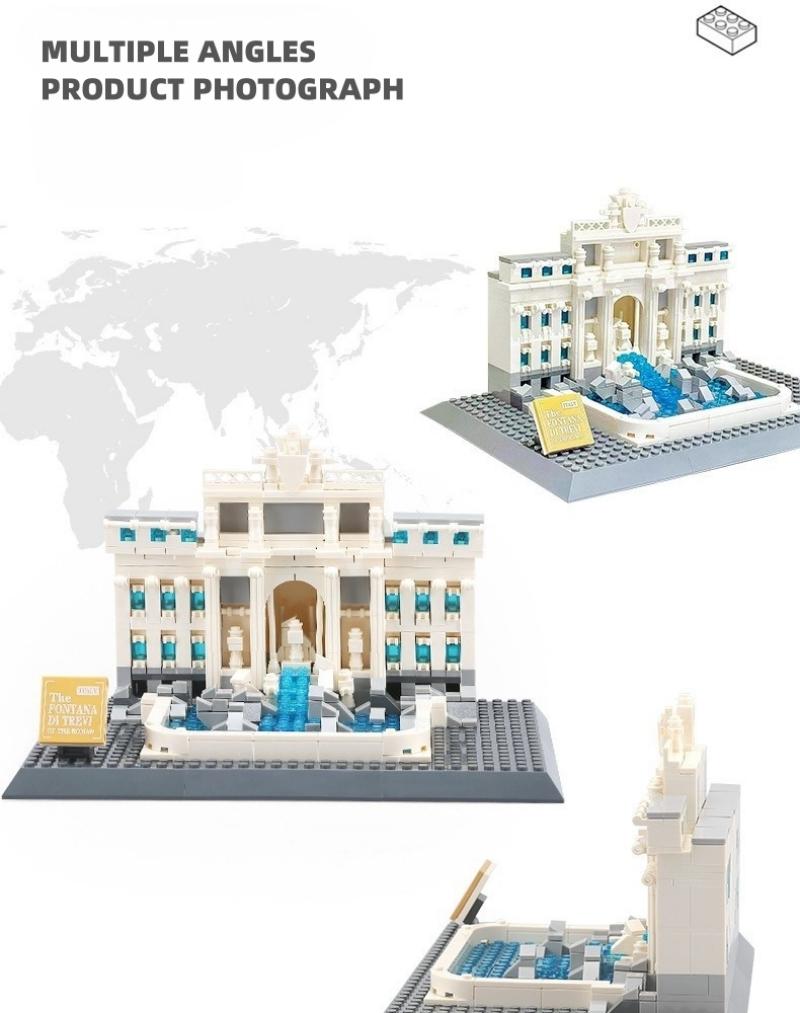 Нетоксичные 667 деталей Фонтан Треви Римская Fontana Di Trevi Строительные блоки Архитектура Мира Кирпичики Мелкая Деталь Сборка Кирпичиков Модель