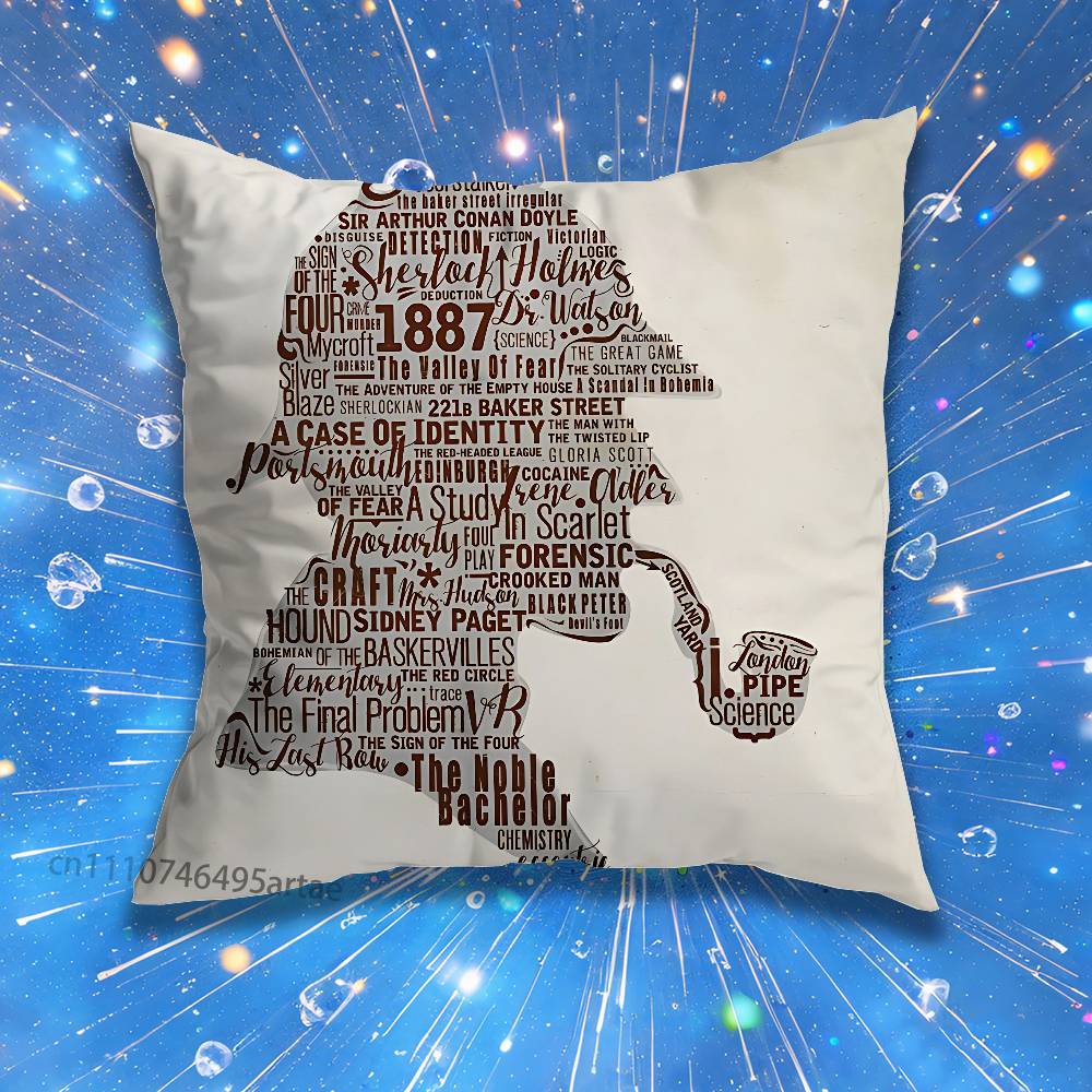 Literary Sherlock Holmes Pillow Case For Home Bedroom Car Office Decoration Living Room Sofa Cushion Cover Suitable