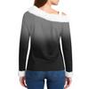Women's Off-the-shoulder Plush Neck Printed Long-sleeved Pullover T-shirt Top