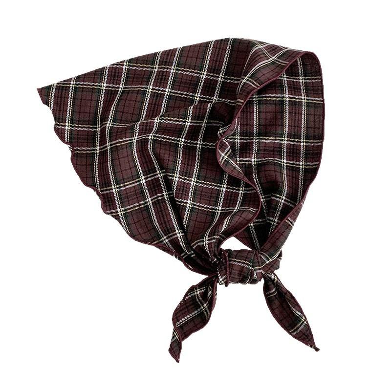 Клетчатый треугольный шарф шарф женский весенне-летний универсальный ретро шаль шарф защита шеи маленький шарф головной платок повязка на голову аксессуары для волос