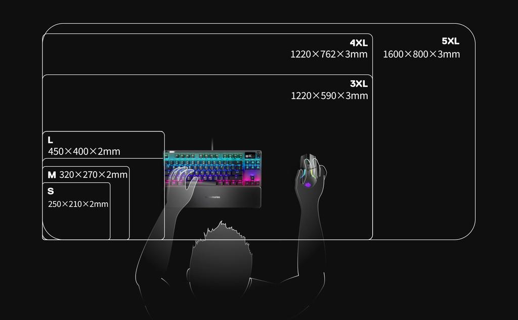 SteelSeries Коврик для игровой мыши большой с резиновой основой, черный 45 см x 40 см x QcK 63003 нескользящий 0,2 см +