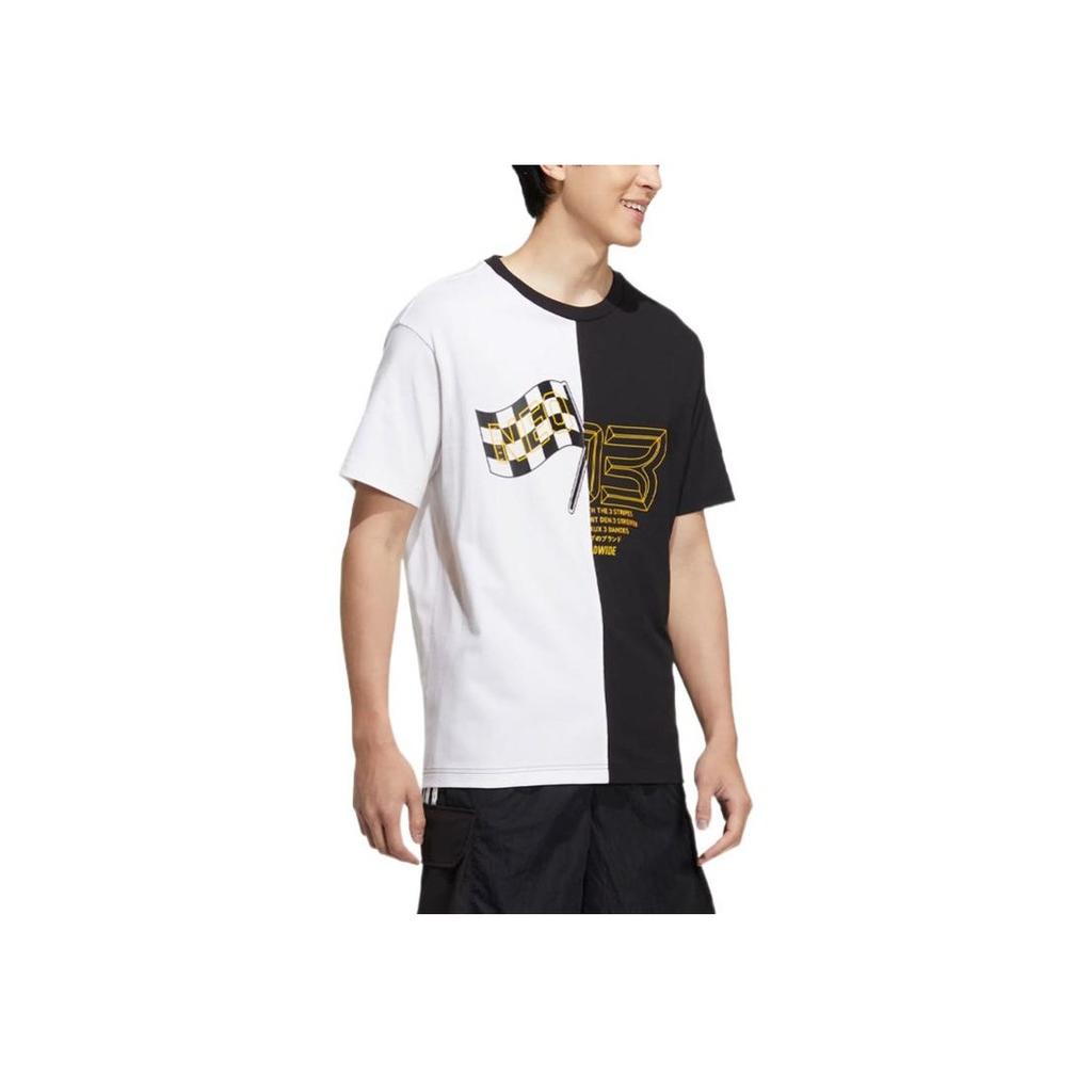 Adidas Футболка Neo Checkered Flag Print Colorblock Crew Neck с круглым вырезом для мужчин HN4745