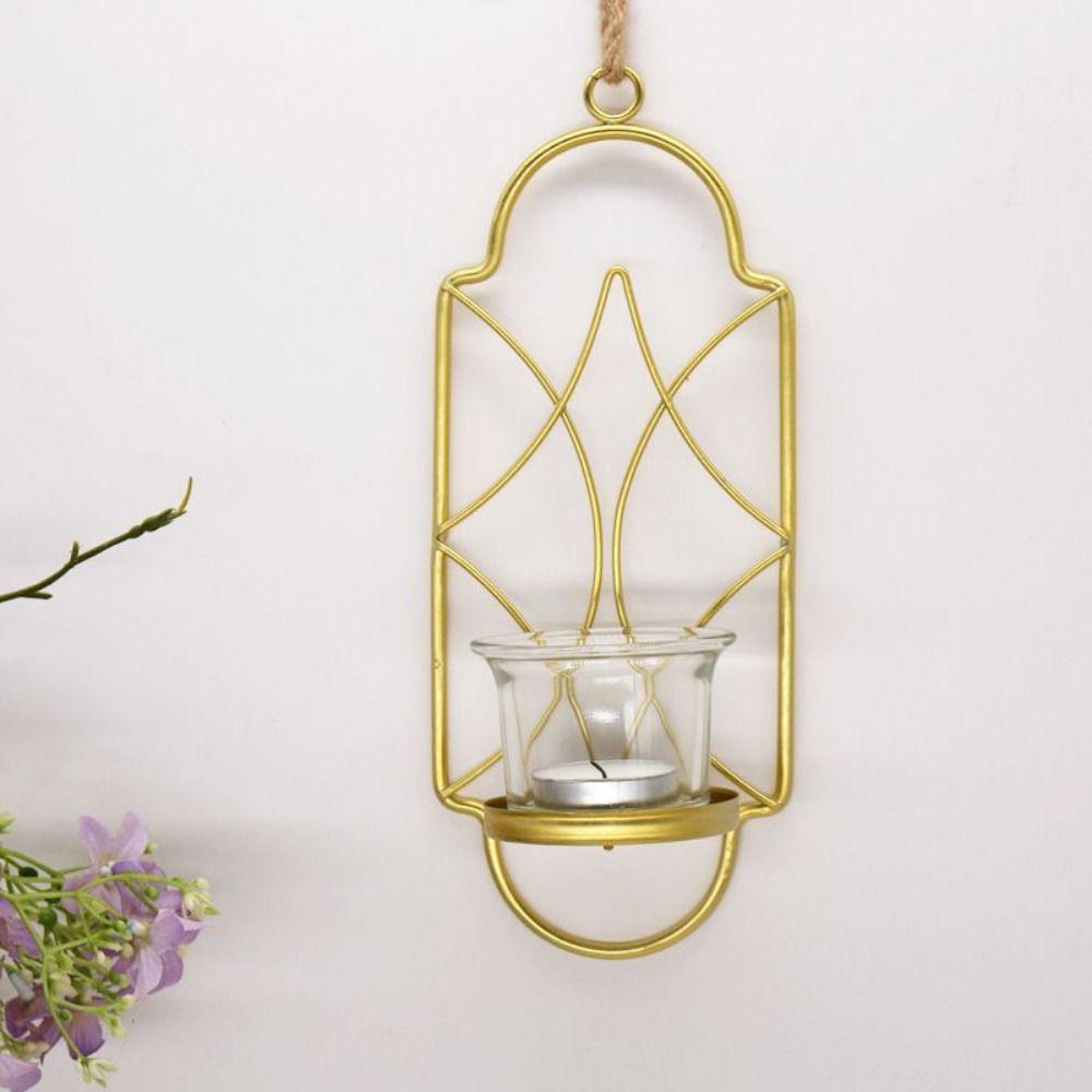 Vintage Geometric Golden Candlestick Easy to Install Wall Tealight Holder  Wall Decor