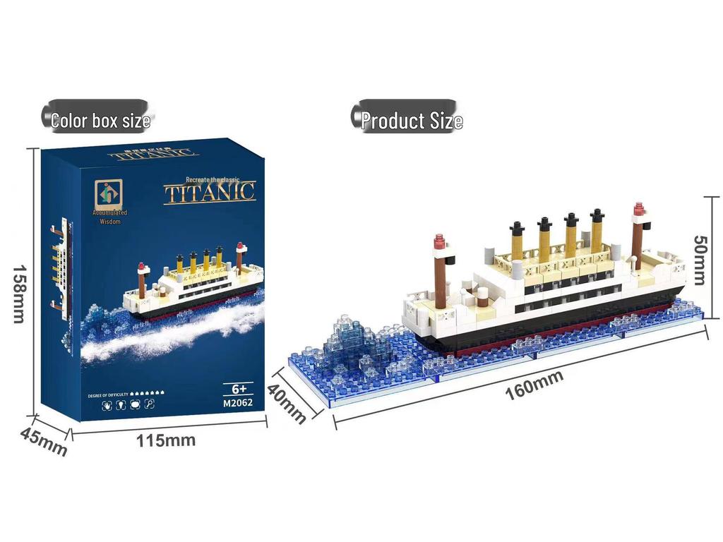 Lego-Compatible Titanic Model - High Difficulty Puzzle Building Blocks for Boys