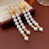 Имитация жемчуга Двойной ряд жемчужных кисточек Серьги Великолепные серьги-гвоздики Ювелирные подарки