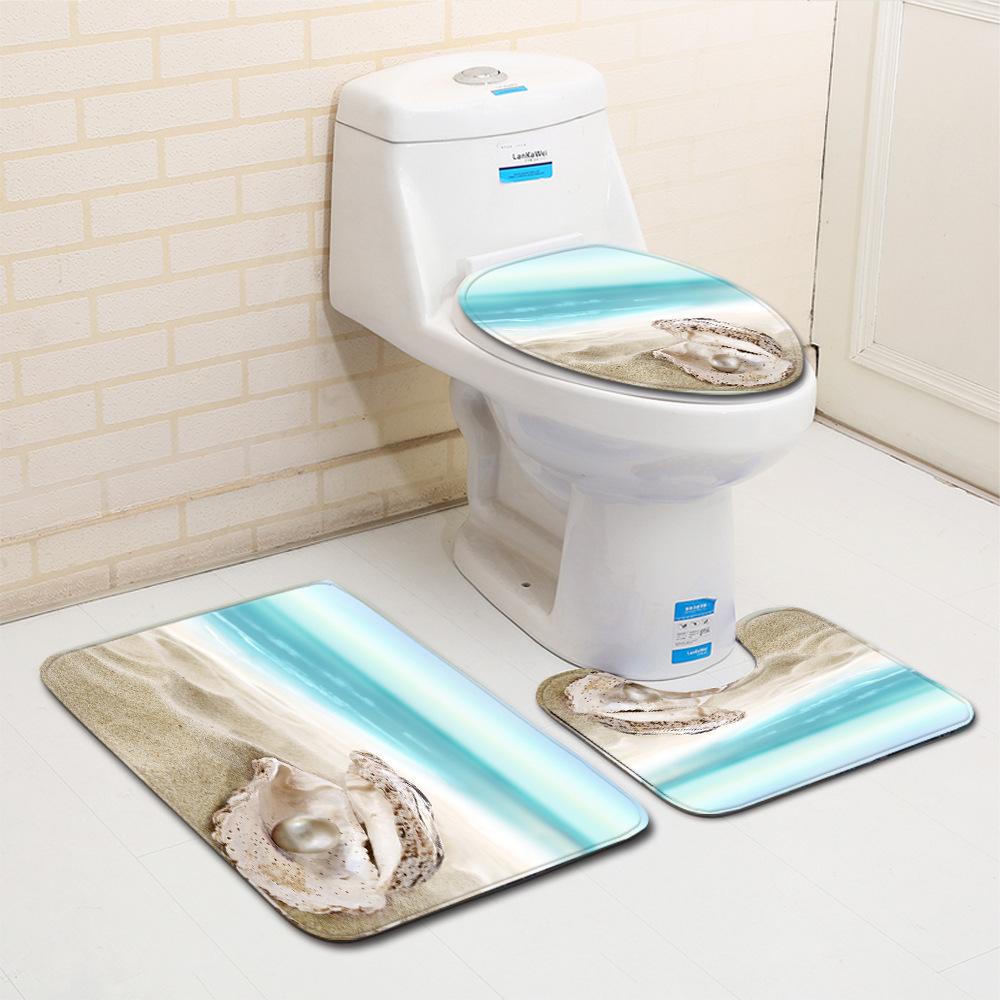 Ракушка Коврик для ванной пола Туалетный Набор из трех предметов