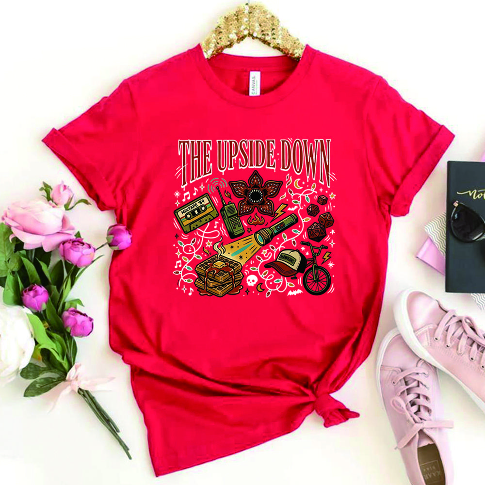 The Upside Down Tshirt Vintage St5 Shirt Retro Tv Shirts Hawkins Shirts 80s Tee Unisex Short Sleeves Casual Tops Fan Gift