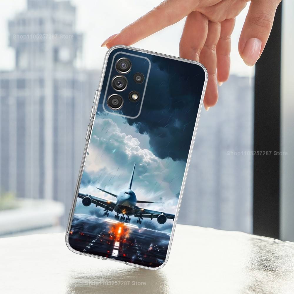 Авиация Искусство Чехол для самолета для Samsung A30,71,51,S9,10,20,Ultra,Lite,S22,FE,23,21,Plus, Прозрачный, Силикон
