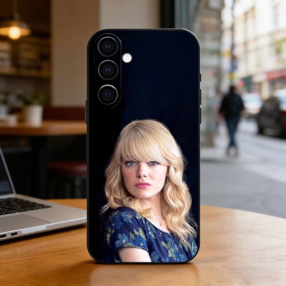 Emma Stone Phone Case For Samsung Galaxy A73,A72,A71,A70,A53,A52,A51,Soft Silicone Black Cover