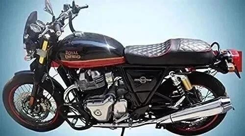 Полная сборка сиденья Черная с красной окантовкой Подходит для Enfield Interceptor 650