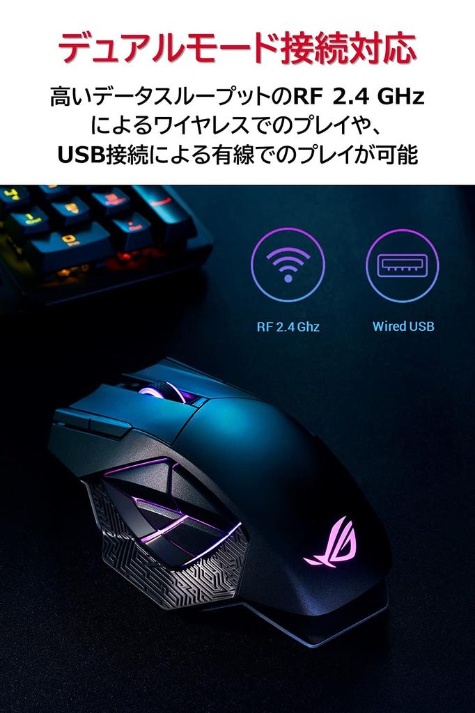 Asus Беспроводная игровая мышь Tek ROG Spatha X MMO с 12 программными кнопками, двухрежимным подключением, до 67 часов, ROG Microswitch RGB, черная, 19 000 точек/дюйм
