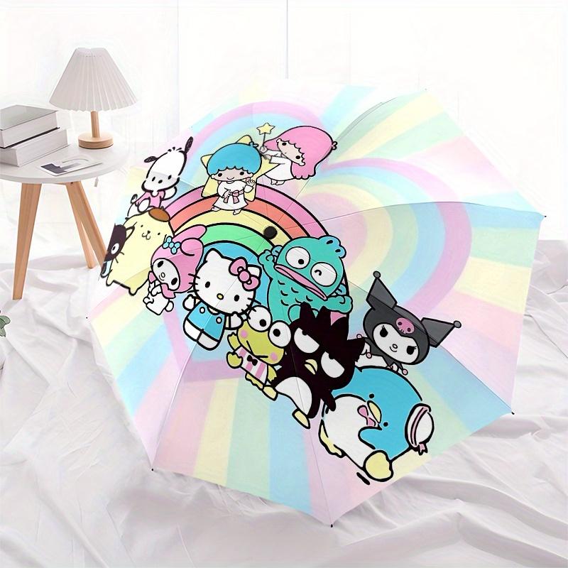 Hello Kitty, Sanrio Automatic Open/Close Umbrella Cute Umbrella with Cute Design, Portable 3 Fold Compact Umbrella for Men & Women, Hallowee