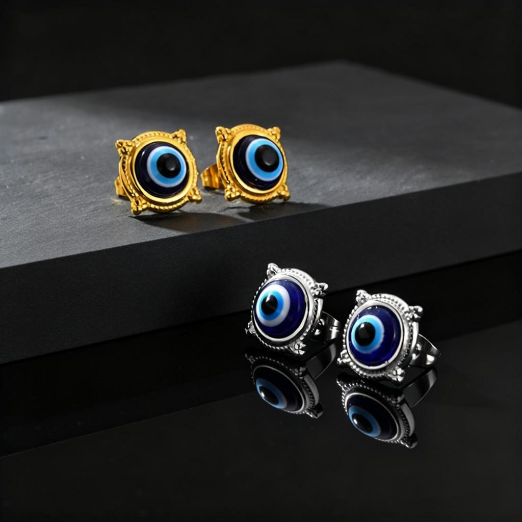 Fashion Unique Round Lucky Evil Eye Stainless Steel Stud Earrings for Men Women Hypoallergenic Stylish Piercing Jewelry Gifts