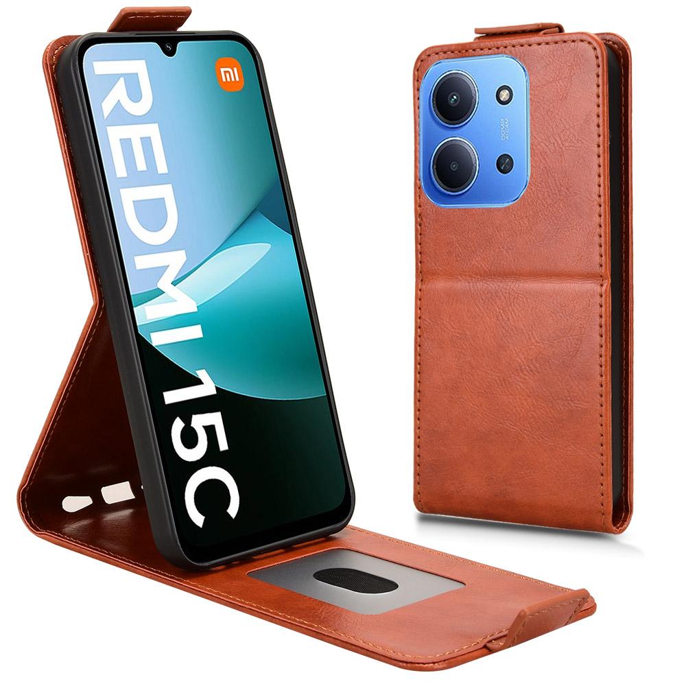 Для Xiaomi Redmi 15C 5G (США) (173мм)/15C 4G (США) (173мм) Подставка Чехол Магнитная застежка Вертикальный откидной Кожаный чехол для телефона с держателем для карт