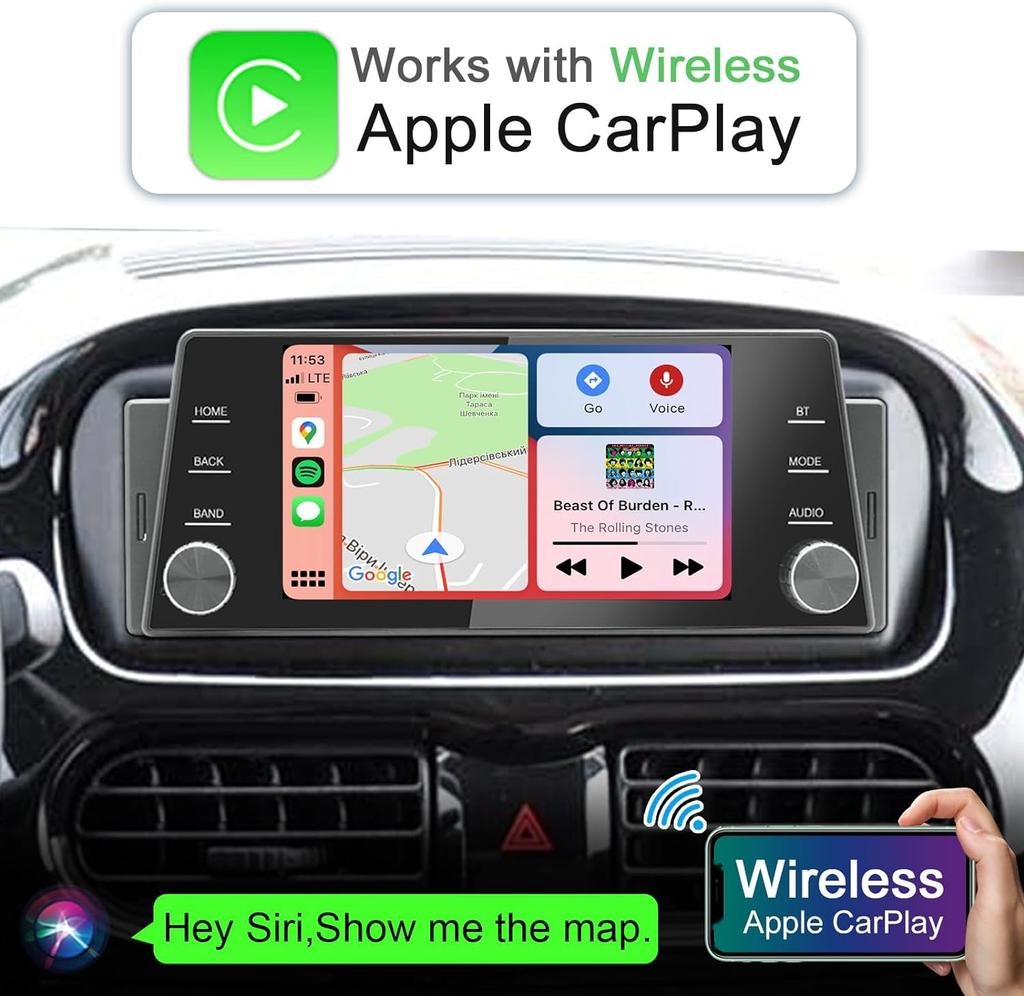 Автомобильная стереосистема с одним Din, беспроводная связь CarPlay, Android Auto, головное устройство с 5-дюймовым сенсорным экраном и зеркальной связью, GPS-навигация, USB типа C