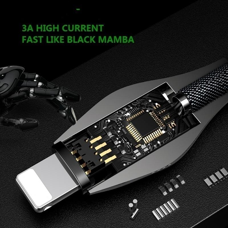 Black Mamba Быстрая зарядка для мобильного телефона Кабель для передачи данных Кабели USB C Lightning Micro Cable 3A/5A Кабели для быстрой зарядки Адаптер зарядного устройства