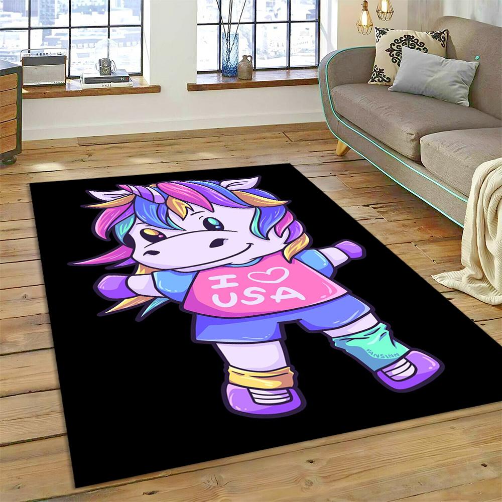 Милый ковер с единорогом для девочек, подарок, ковер с рисунком для дома, гостиной, спальни, дивана, коврик для двери, декор, детский игровой коврик, нескользящий напольный коврик