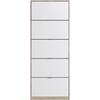 Тумба для обуви - 5 Дверей - Дуб и белый - 75x24x190 см - Леона