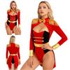 Women's Lion Tamer Costume Ringmaster Circus Fringe Epaulette Long Sleeve Velvet Jumpsuit Halloween Cosplay Party
