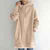 Женская длинная куртка с капюшоном на молнии и однотонная туника на шнурке, толстовка с открытым передом, кардиган, пуловер с капюшоном, пальто