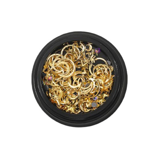 Yousheng 1 коробка DIY украшения для ногтей ажурные сплав звезда луна треугольник чешуйка 3D блестящие стразы подвески украшения для ногтей смешанные аксессуары