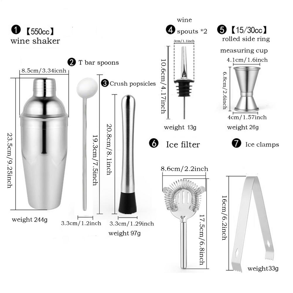 Коктейльный шейкер из нержавеющей стали, миксер для вина, Мартини, Бостонский шейкер для бармена, вечерние барные инструменты, 550 мл/750 мл