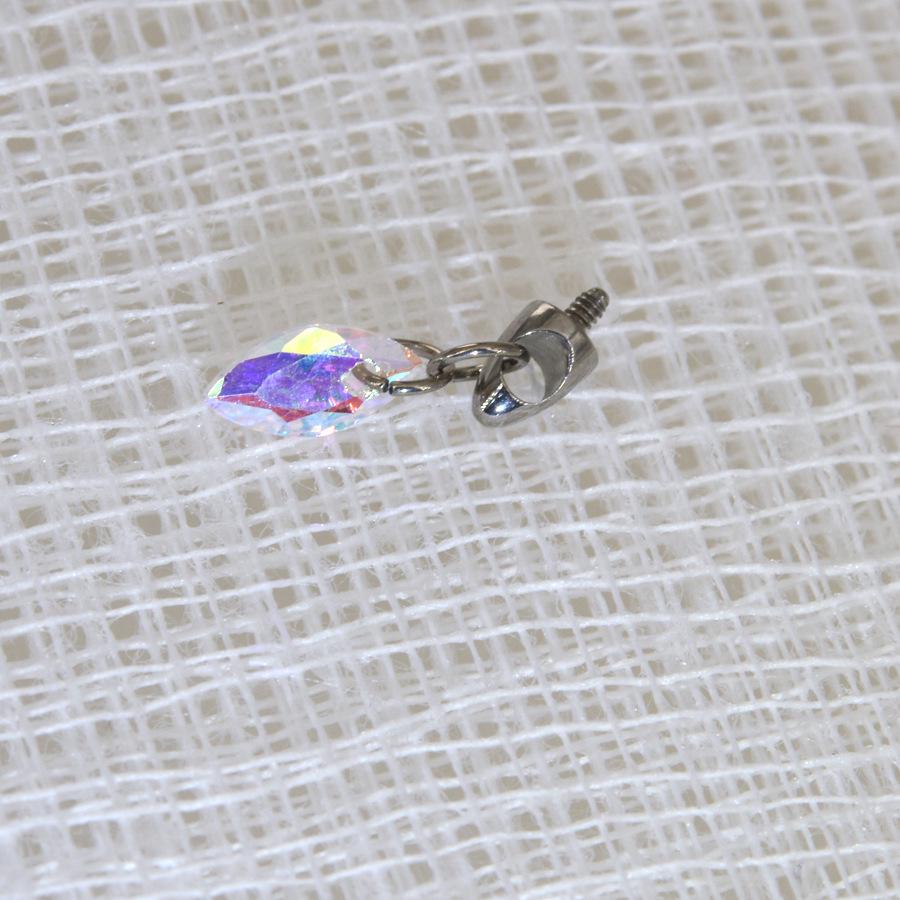 F136 Титановый лабрет с пулевидным наконечником в форме капли и подвеской из кристаллического циркона для пирсинга хряща уха