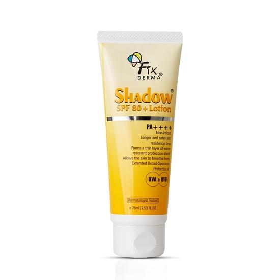 Fixderma Shadow Sunscreen SPF 80+ PA++++ Лосьон | Солнцезащитный крем широкого спектра действия для защиты от UVA и UVB | Нежирный и водостойкий - 75 мл