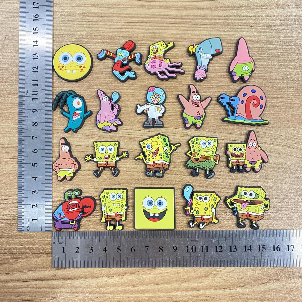 SpongeBob Croc Charms: 20 DIY Soft Rubber Shoe Accessories & PVC Buckle Ornaments