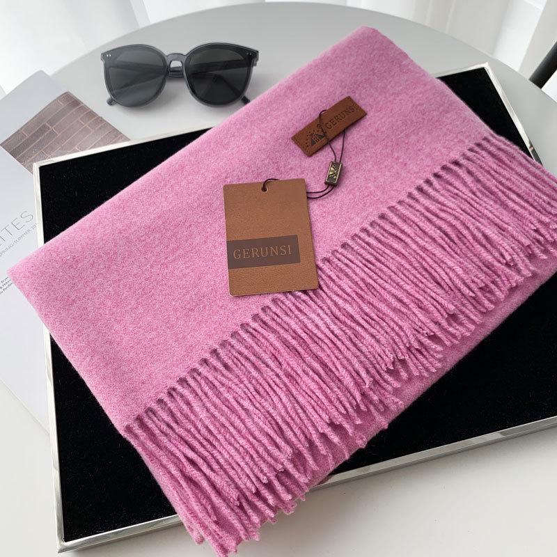 Cashmere Hand Feel Autumn And Winter Solid Color Scarf Women'S Thick Tassel Simple And Versatile Soft And Warm Imitation Cashmere Shawl
