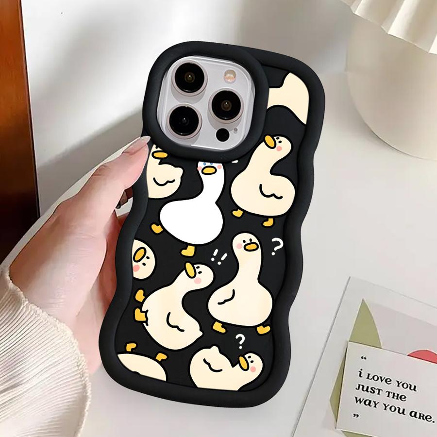 Мультяшный Динозавр Гусь Мягкий Чехол для Телефона для iPhone 13 17 Air 14 12 8 XR 15 Plus 11 16 Pro Max