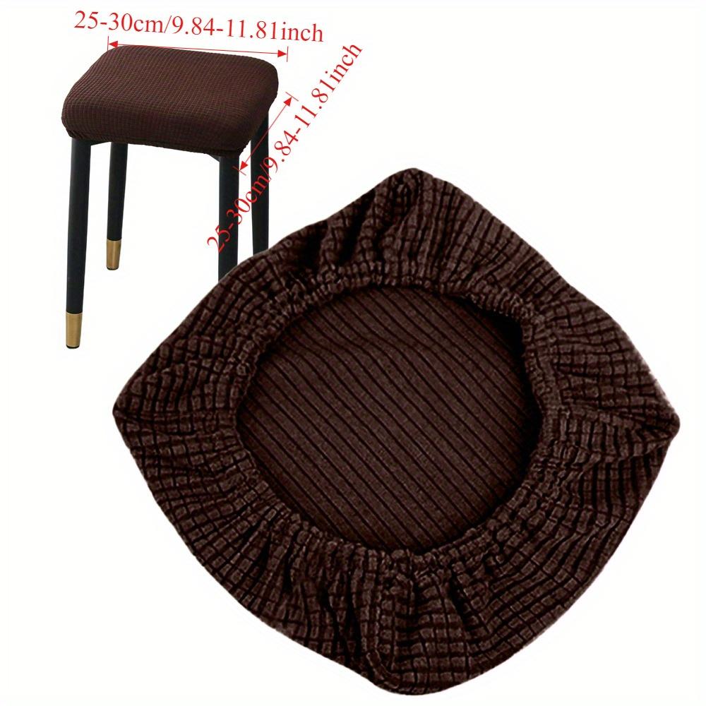 1pc Thickened Square Stool Cover High Stretch Plaid Chair Seat Slipcover Removable Bar Stool Protector for Kitchen Dining Room