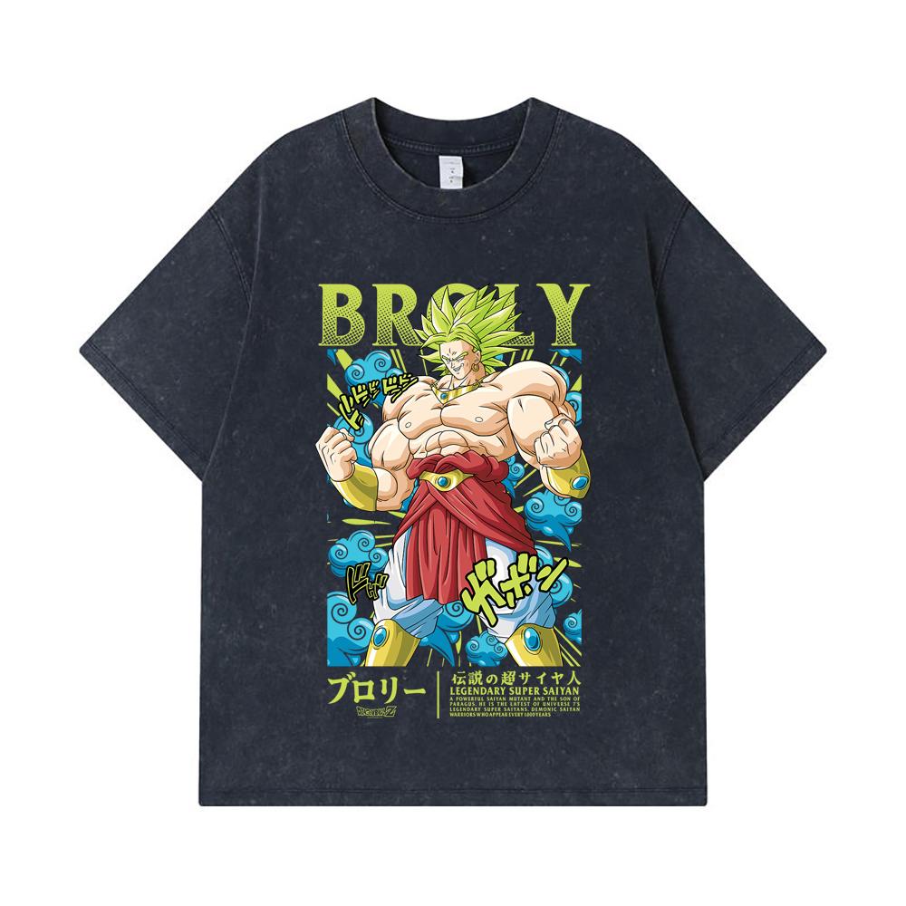 275 GSM Washed T-shirts 100% Cotton Dragon Ball V54 Broly Print Unisex Heavy Cotton T Shirt