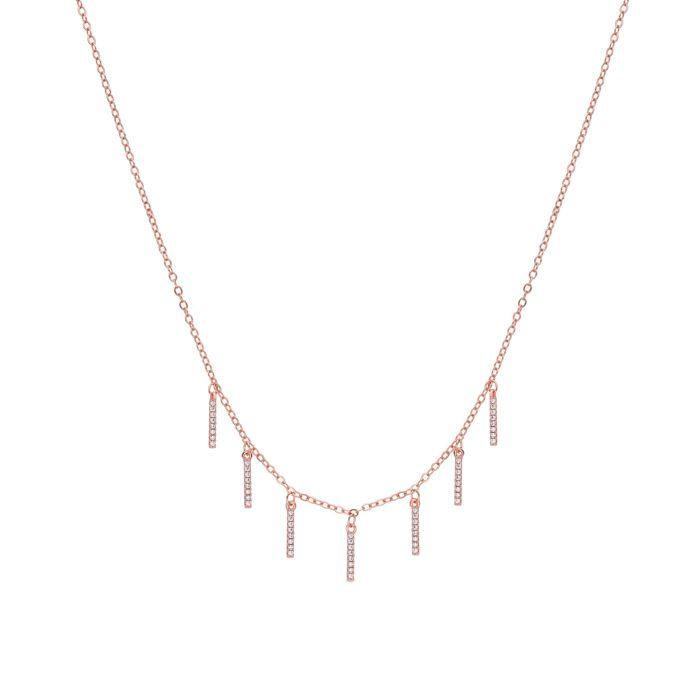 Collier - LUXENTER - Rambol - zircone brillante - or rose 18 carats - 42 cm + 5 cm