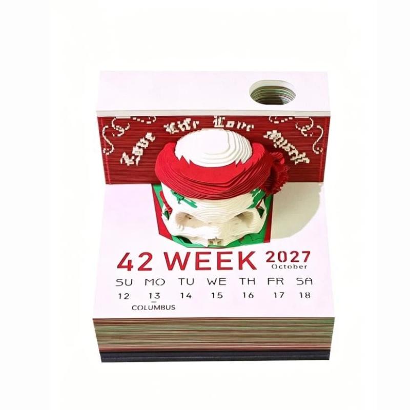 Versatile 2027 Desk Calendar with LED Light 3D Tear-away Pages Modern Design for All Settings
