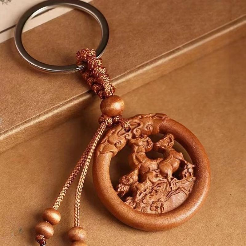1 шт. Брелок Коза Натуральное Массивное Дерево Знак Зодиака Коза Подвеска Аксессуар Для Телефона Автомобиля Подарок Года Овцы