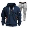 Men's Winter Fleece Multi-pocket Zipper Sweatshirt Suit Personalized Casual Hoodie Suit