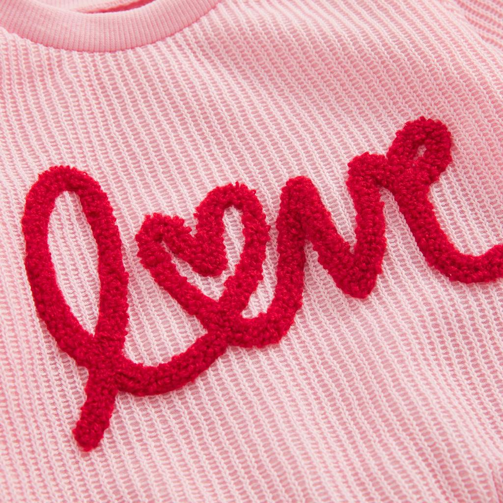 Baby Girl 2Pcs Valentine 's Day Outfits 3M 6M 9M 12M 18M 24M Long Sleeve Letter Embroidery Sweatshirt + Pants Set Toddler Clothes