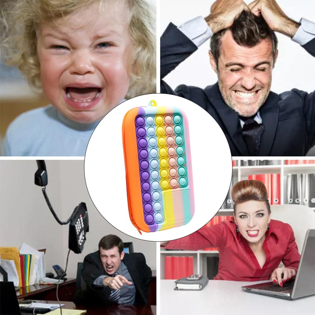 Пенал для карандашей с пупырками, сенсорная силиконовая игрушка, сумка для хранения канцелярских принадлежностей, игрушка для снятия стресса для детей, студентов, подарки