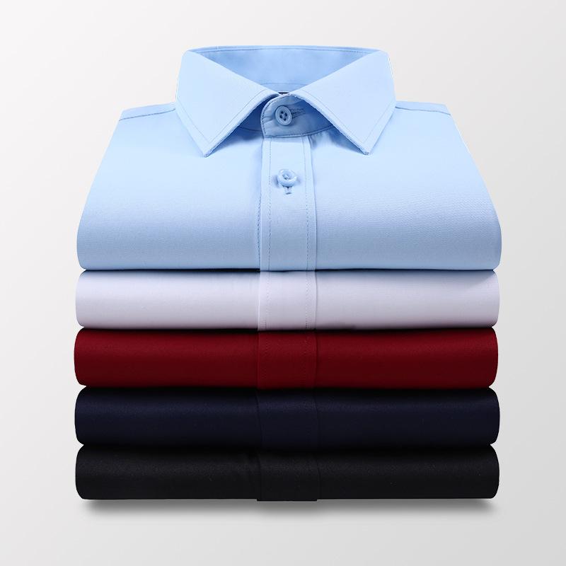 Летняя мужская приталенная однотонная рубашка с коротким рукавом Business Casual Белая рубашка Мужской бренд Большого размера 5XL 6XL 7XL Классический стиль