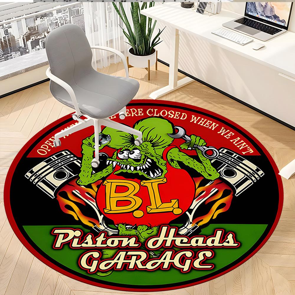 1pc Rat Fink Mechanic Hero Round Rug Flannel Fun Playful Design Living Room Bedroom Floor Mat Home Decoration Kids Room Carpet Y82846