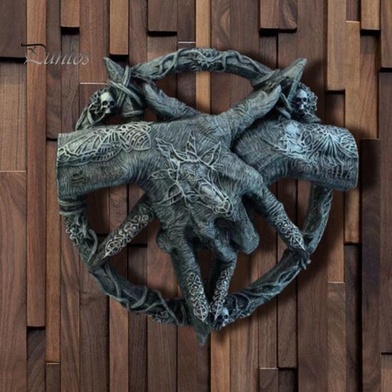 Devil Hand Goat Horn Figurine Wall Decoration Home Office Living Room Bathroom Wall Art Spooky Demon Hand Resin Statue Sculpture Wall Ornament