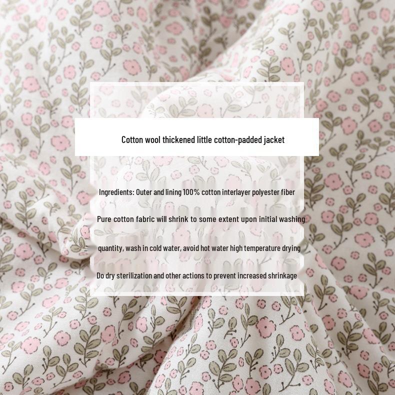 Женская зимняя куртка с цветочным принтом и хлопковой подкладкой и комплект пижамы - Теплая и толстая для дома или улицы