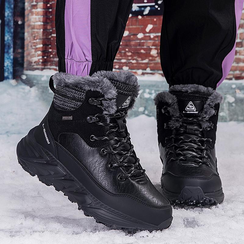 TUINANLE Мужские высокие водонепроницаемые хлопковые кроссовки Женская обувь с теплой вельветовой подкладкой для зимнего использования на открытом воздухе