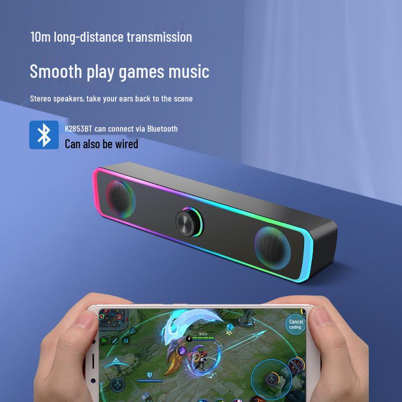 Компактная Bluetooth-колонка для нескольких устройств с проводным сабвуфером для настольного компьютера, телефона и ноутбука