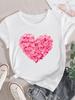 Love Heart Cartoon Trend Одежда с коротким рукавом Модная футболка с круглым вырезом Графические футболки для женщин 3D-принт Футболка Топ Женская одежда