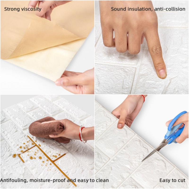 70x38 см 3D плитка кирпич обои самоклеящиеся водонепроницаемые пенопластовые панели обои гостиная украшение дома