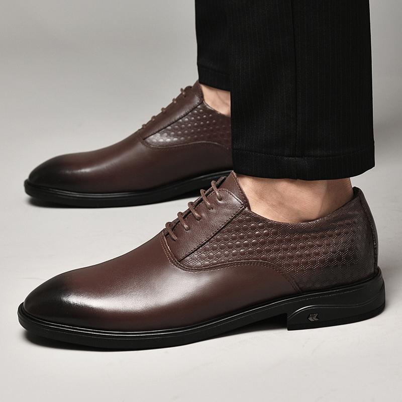 High Quality Brand Men Formal Shoes Men Oxford Genuine Leather Dress Shoes Fashion Business Men Shoes Pointed Wedding Shoes