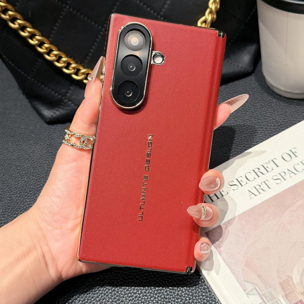 case for Samsung Z FOLD 7 Electroplated dual axis hinge phone case with magnetic attraction tough shell plain Shock Proof