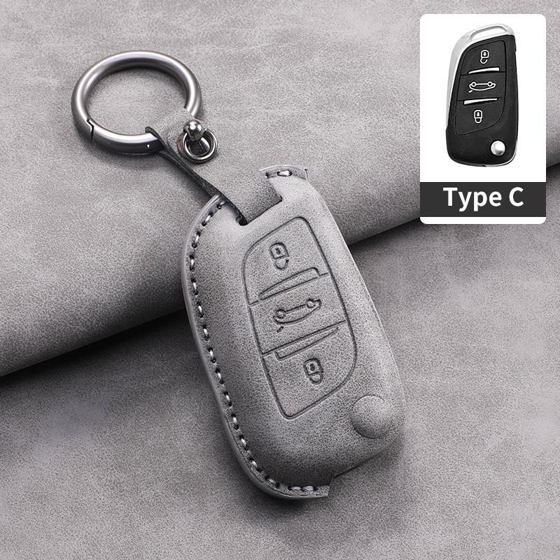 For Citroen C2 C3 C4 C5 C6 C8 DS4 for Peugeot 107 207 306 307 407 308 607 New Sheepskin Car Flip Key Case Cover Shell Fob